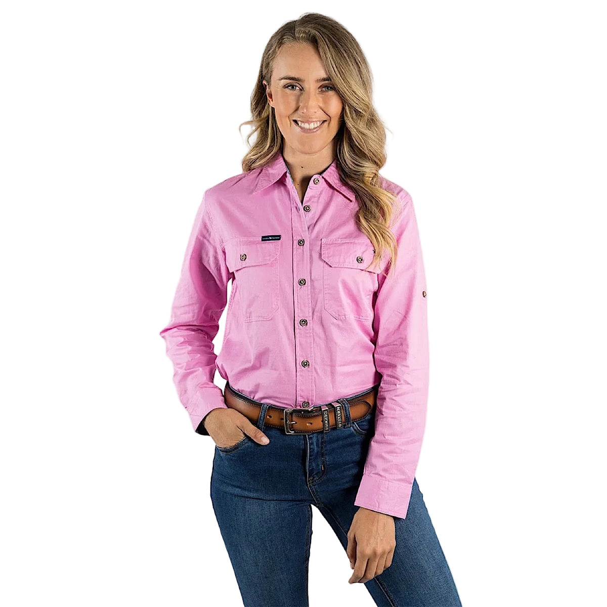Ringers Western Women’s Pentecost River Full Button Work Shirt - Pastel Pink