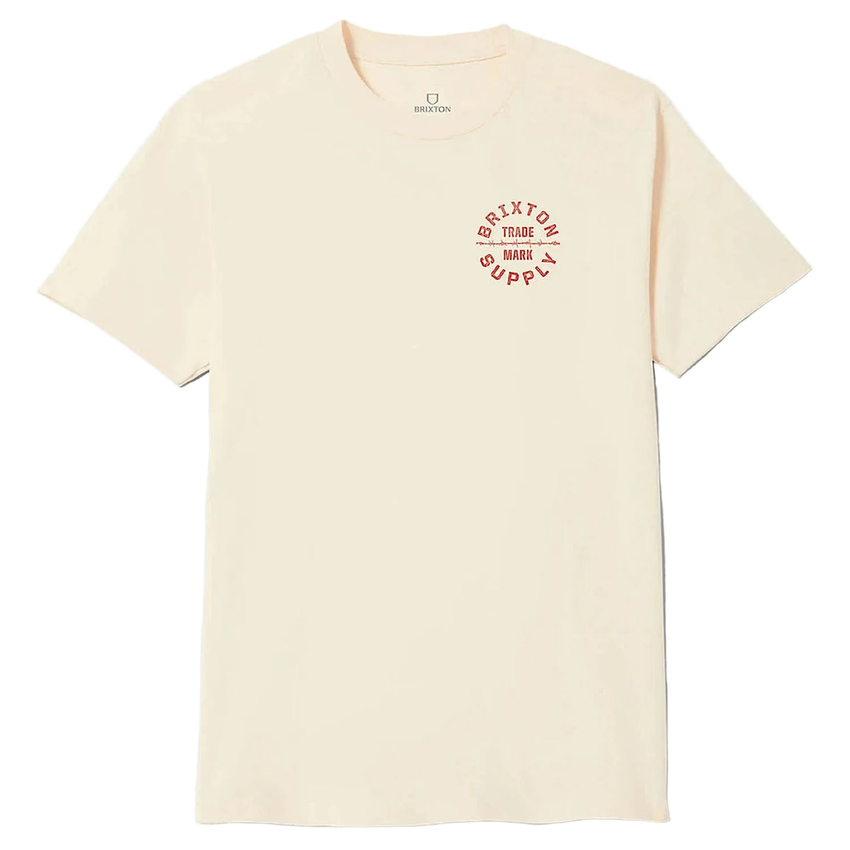 Brixton Men's Oath V Short Sleeve Standard Tee - Cream/Brick Red