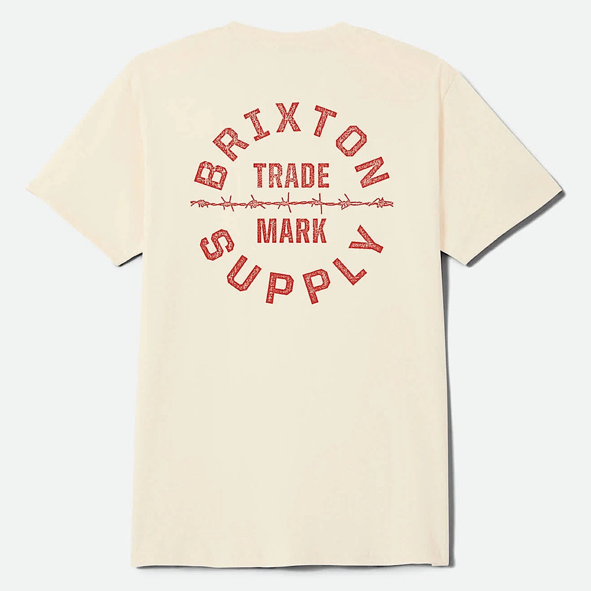 Brixton Men's Oath V Short Sleeve Standard Tee - Cream/Brick Red