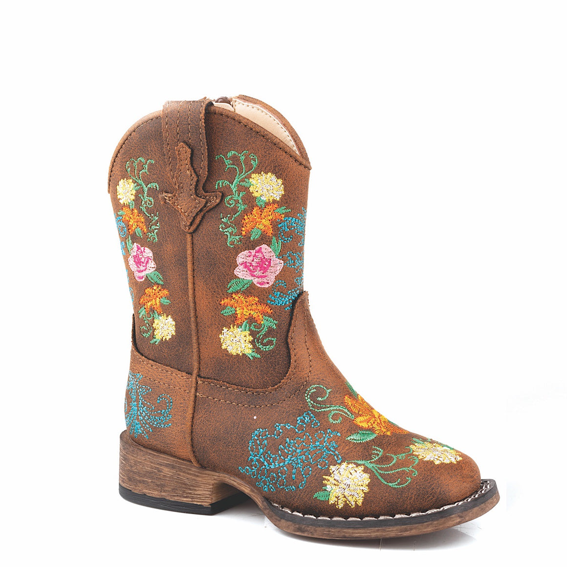 Roper Girls TODDLER Bailey Floral Tan Embroidered