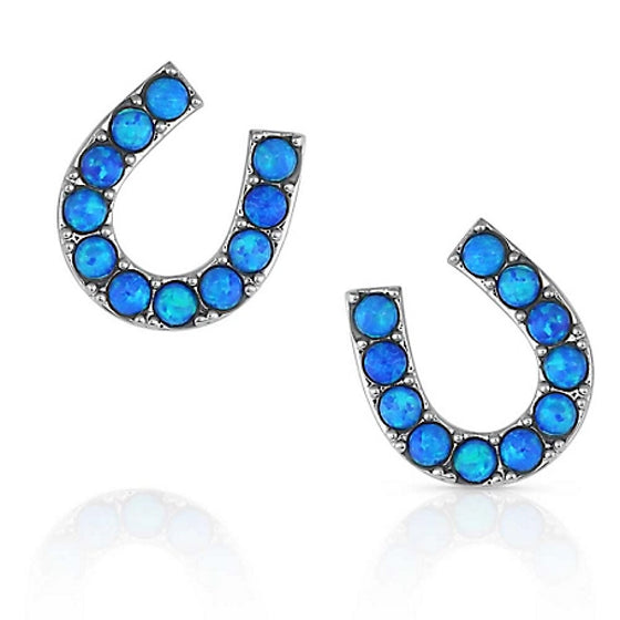 Waters Luck Horseshoe Opal Earrings