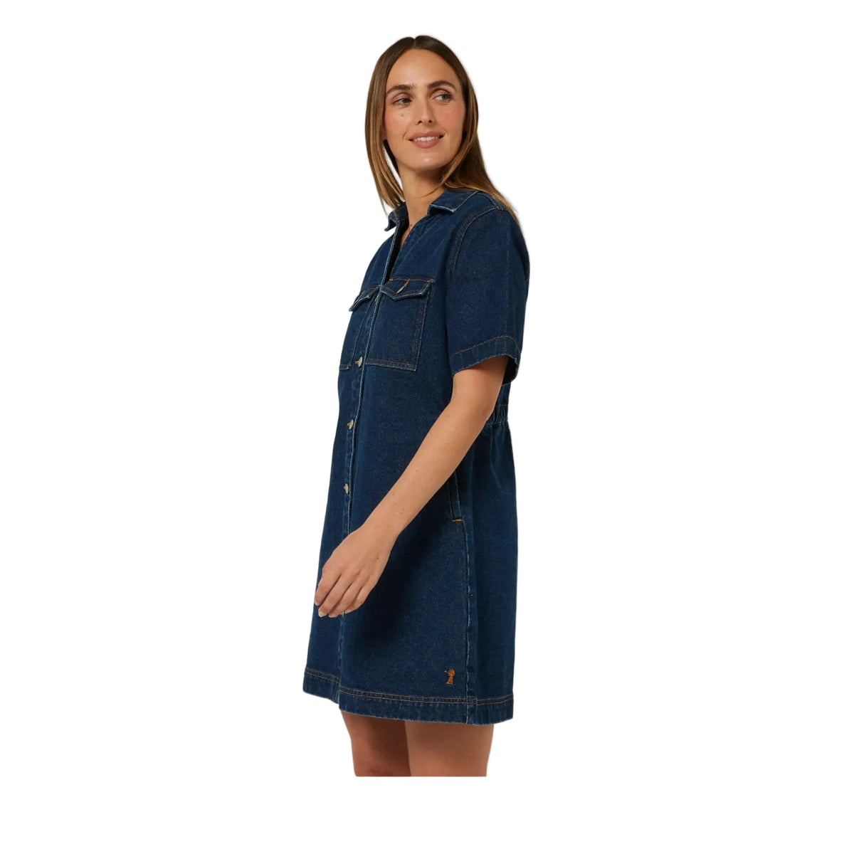 Pilbara Women's Josie Short Sleeve Denim Dress - Dark Indigo