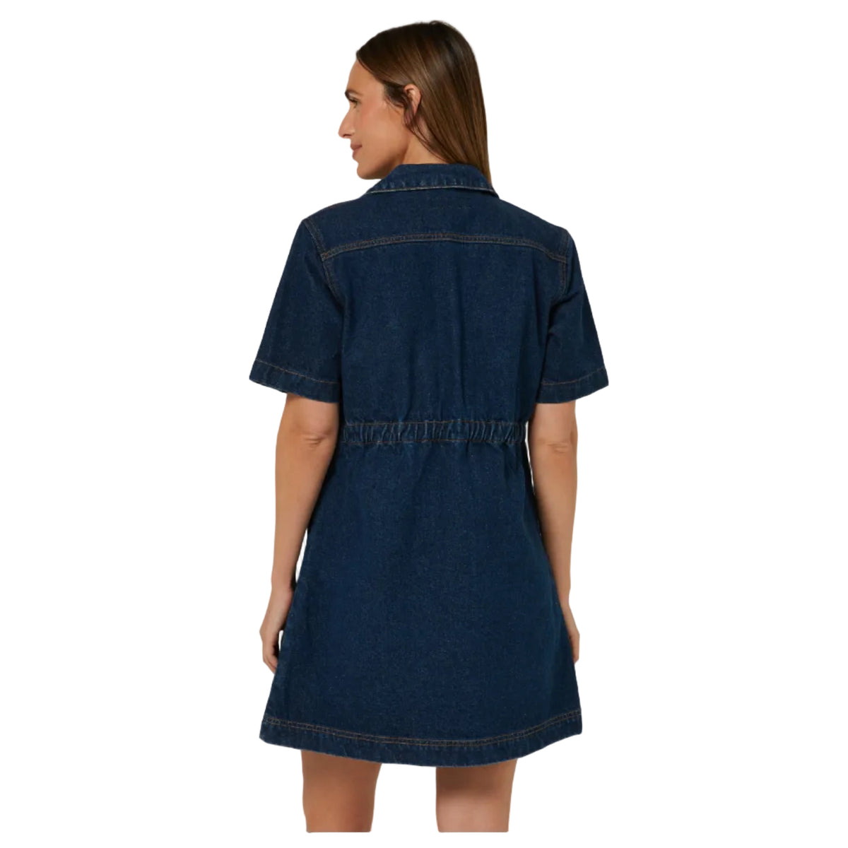 Pilbara Women's Josie Short Sleeve Denim Dress - Dark Indigo