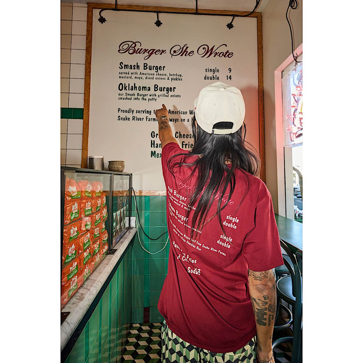 Brixton Men's Burger She Wrote Pocket Tee - Burgundy