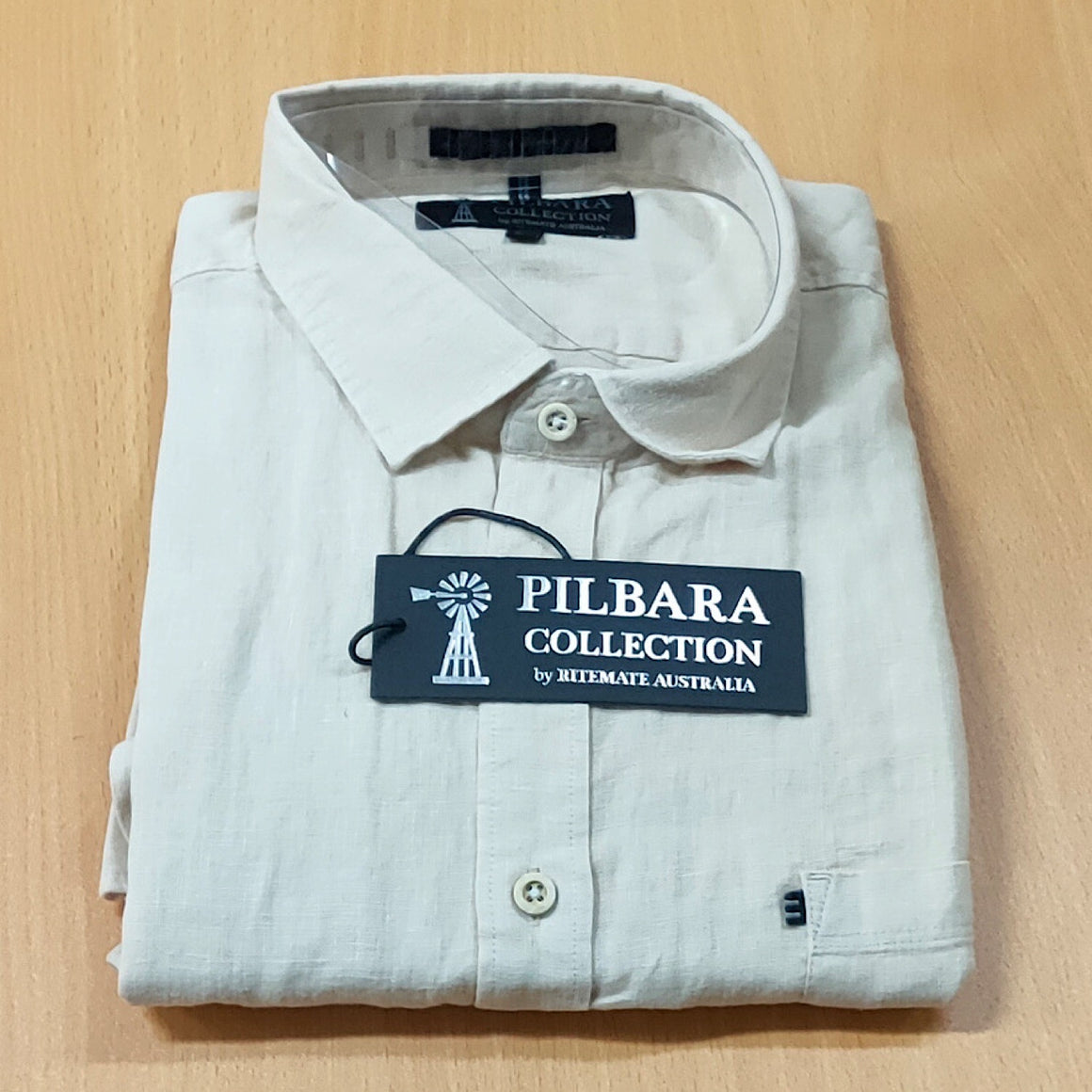 Pilbara Mens Linen L/S Shirt Stone