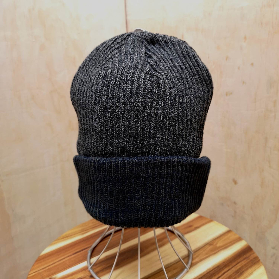 Avenel Rib Knit Beanie with Contrast Cuff Charcoal/Navy