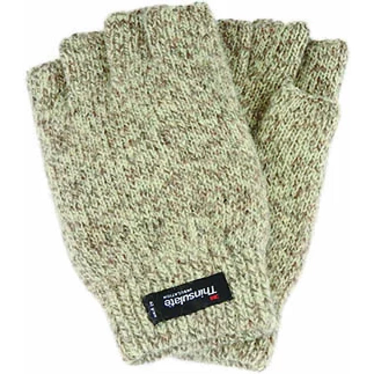 Avenel Ragg Wool Fingerless Thinsulate Glove - Beige