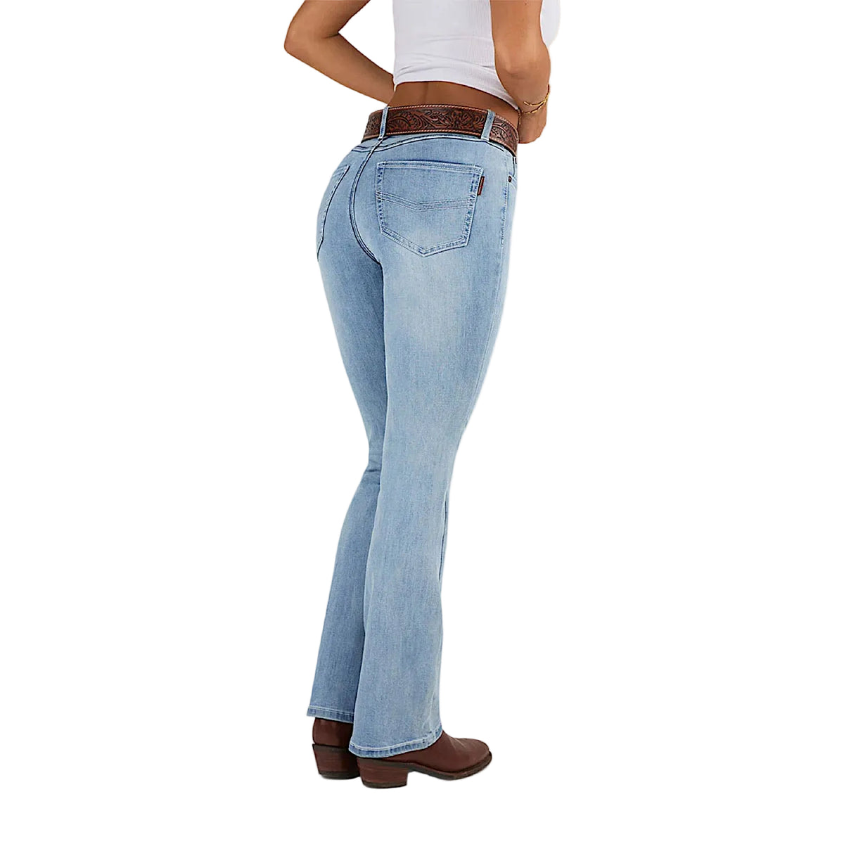 Ringers Western Women's Katherine Cowgirl Mid Rise Bootleg Jean - Light Blue