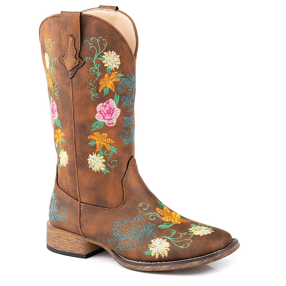 Roper Womens Bailey Boot - Floral Tan Embroidered
