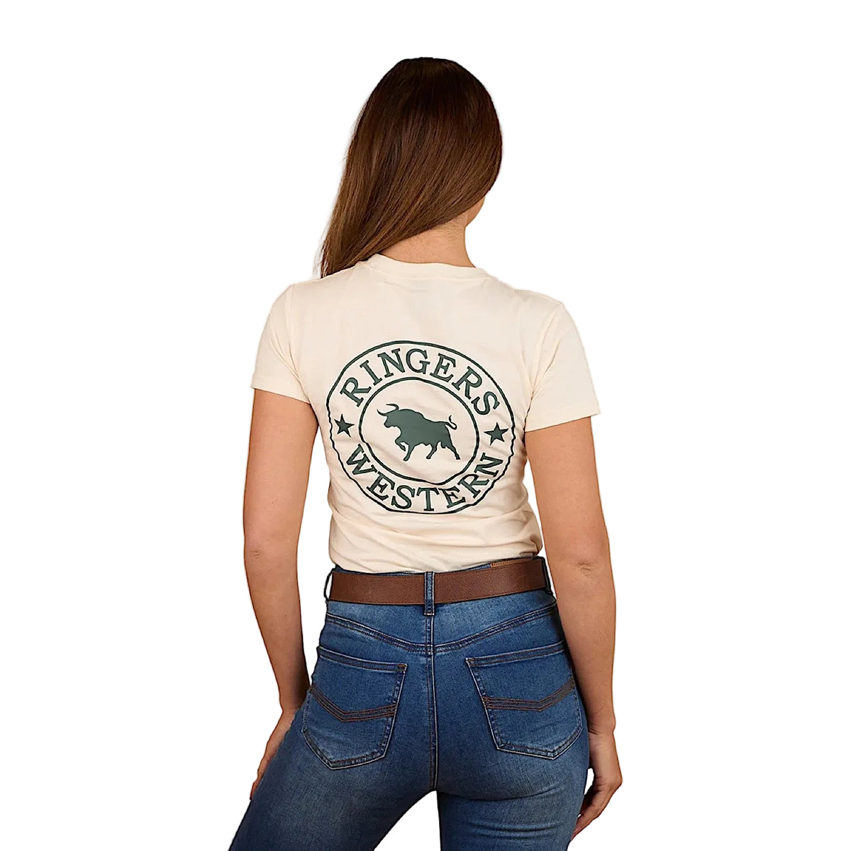 Ringers Western Women’s Signature Bull Classic Fit T-Shirt - Off White/Pine