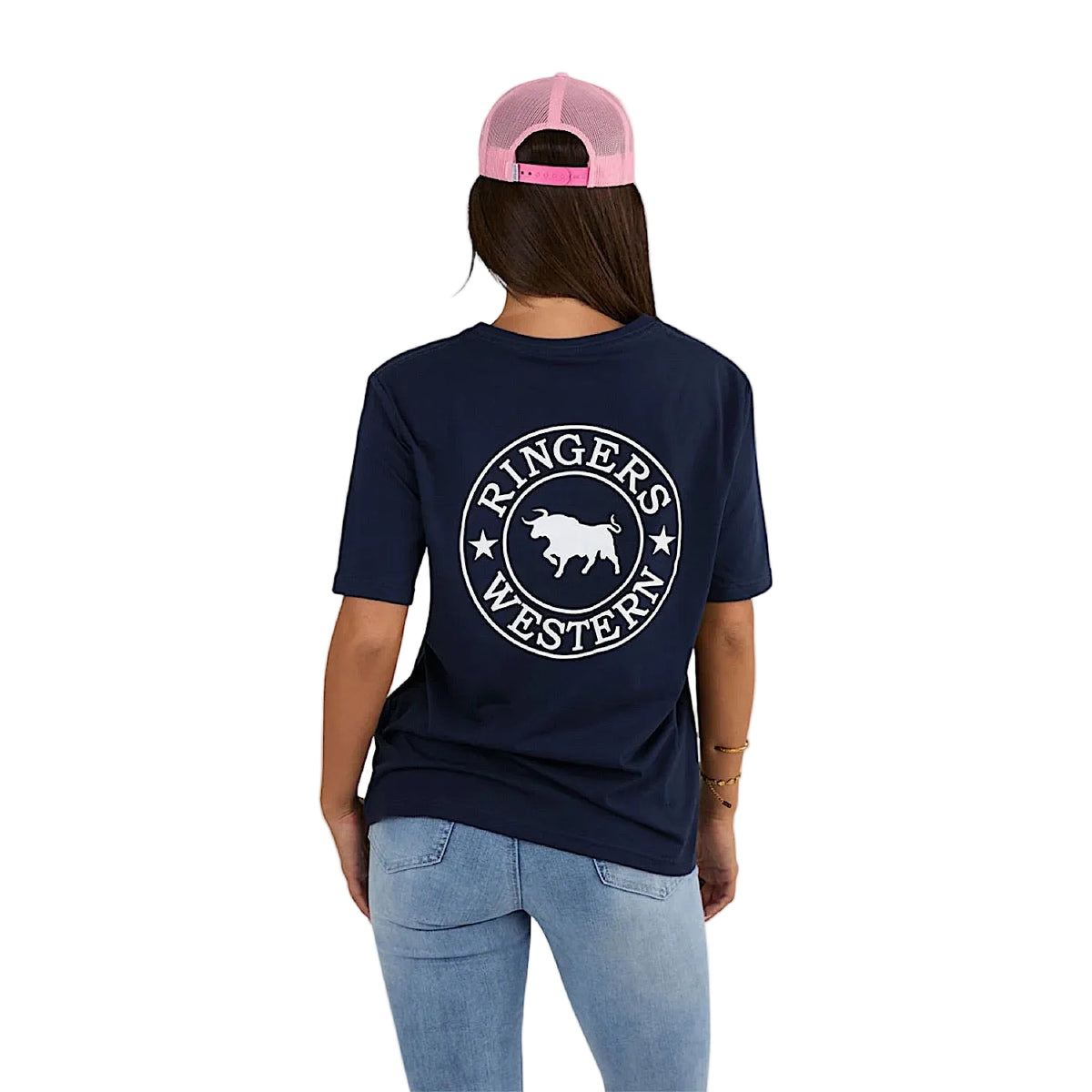 Ringers Western Women’s Signature Bull Loose Fit T-Shirt - Navy/White Print