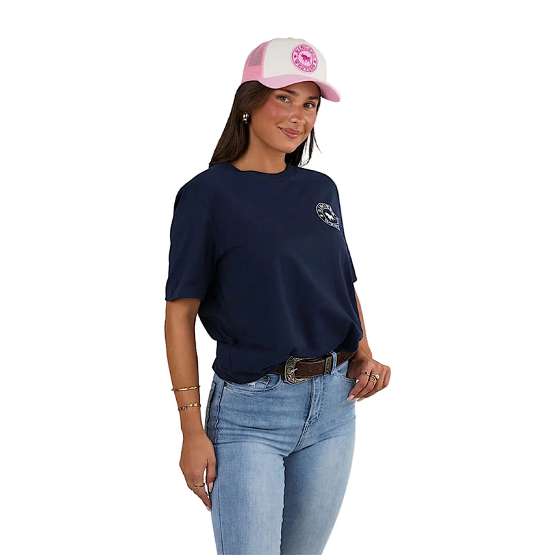 Ringers Western Women’s Signature Bull Loose Fit T-Shirt - Navy/White Print
