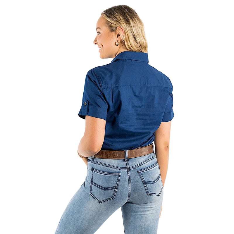 Ringers Western Women’s Jules Half Button Short Sleeve Work Shirt - Navy