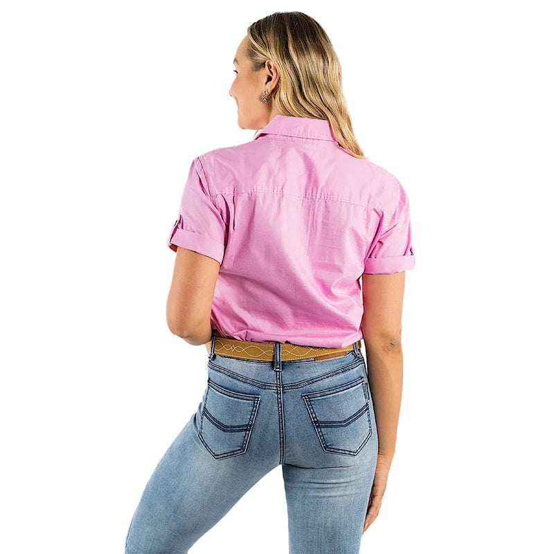 Ringers Western Women’s Jules Full Button Short Sleeve Work Shirt - Pastel Pink