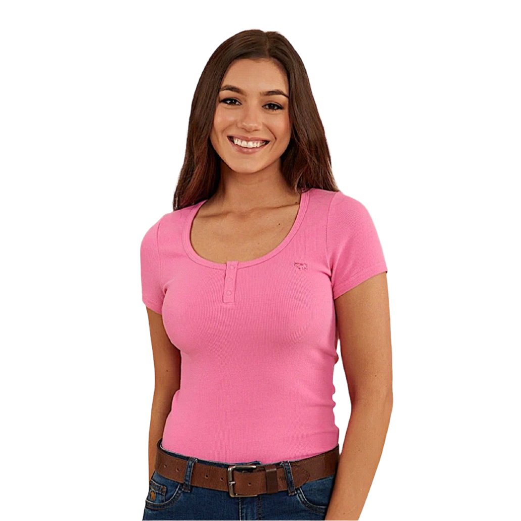 Ringers Western Women's Arabella Scoop Neck Baby Tee - Pink