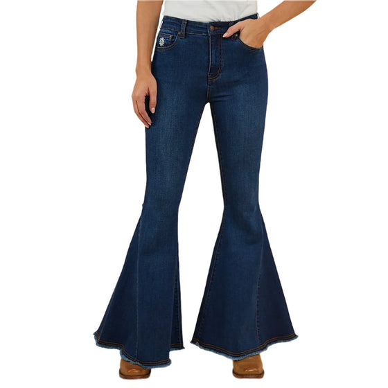 Ringers Western Women's Fields Super Flare Jean - Classic Blue