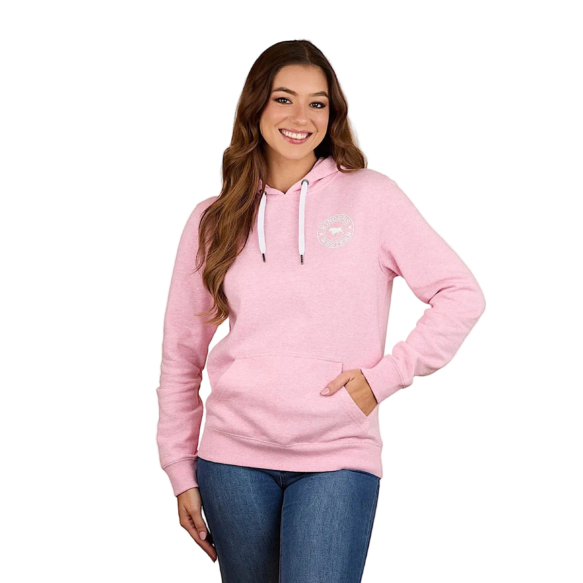 Ringers Western Women's Signature Bull Women's Pullover Hoodie - Pink Marle