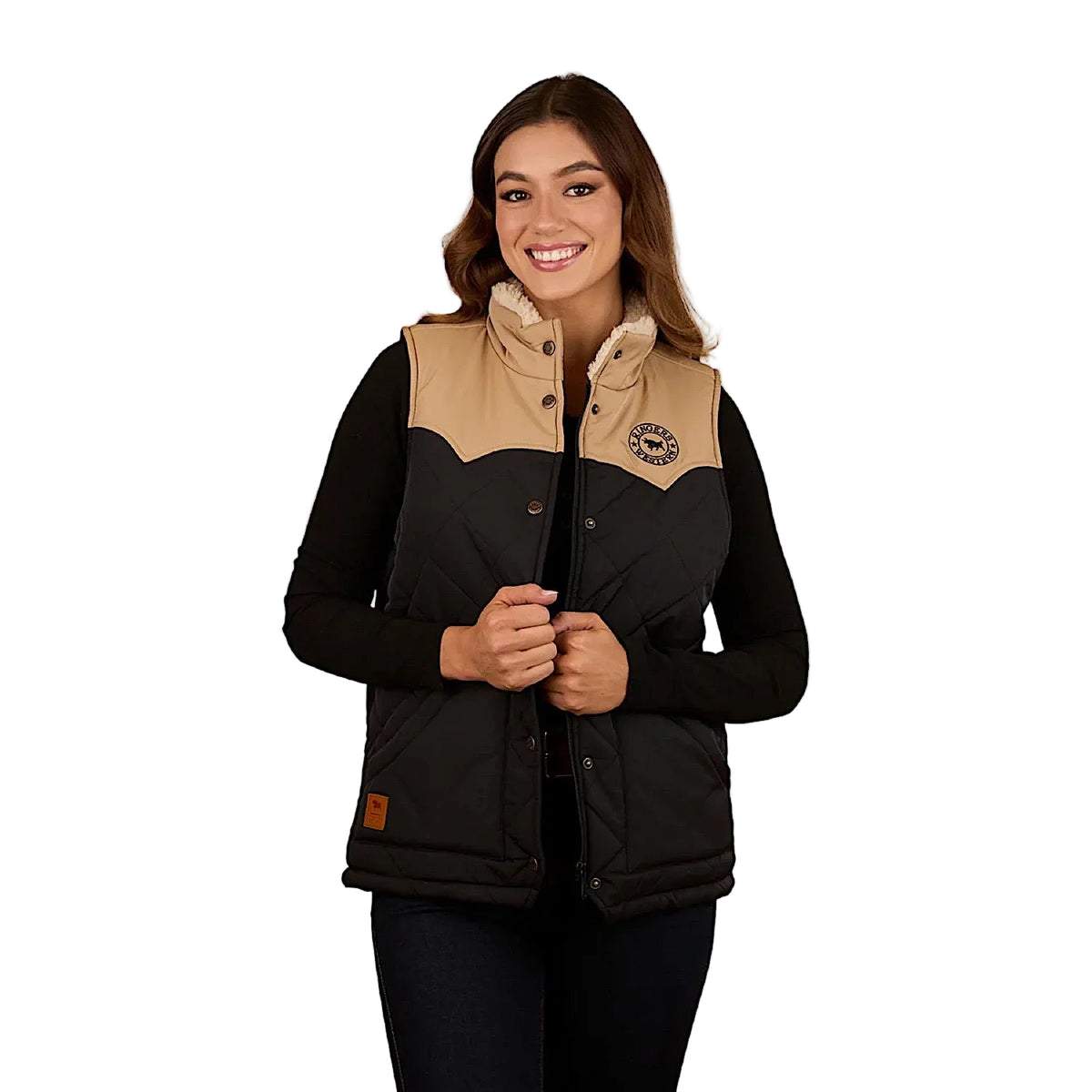 Ringers Western Women’s Selwyn Puffer Vest - Dark Sand/Black