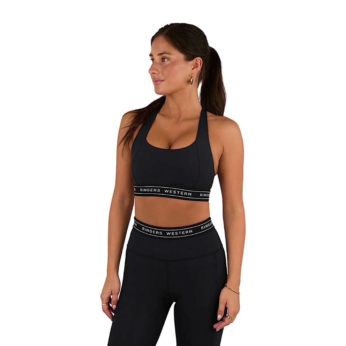 Ringers Western Womens Ringers Active Logo Elastic Support Crop - Black