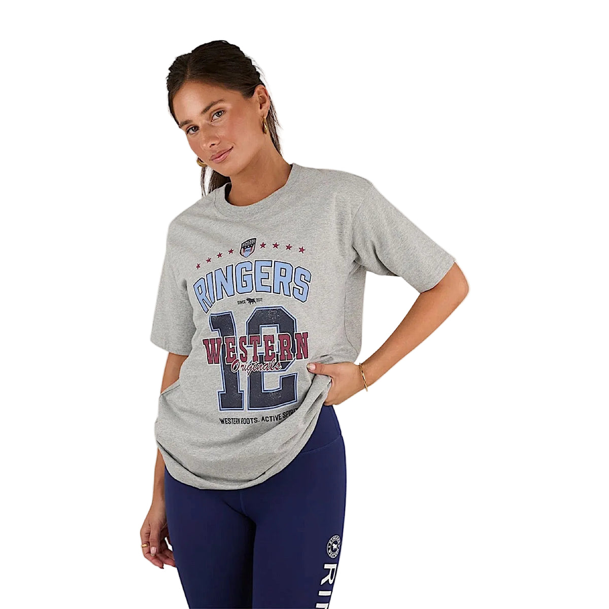 Ringers Western Women’s Division Oversized Sport T-Shirt - Grey Marle