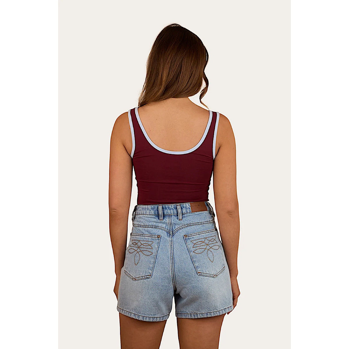 Ringers Western Women’s Villa Ringer Tank - Burgundy/Light Blue