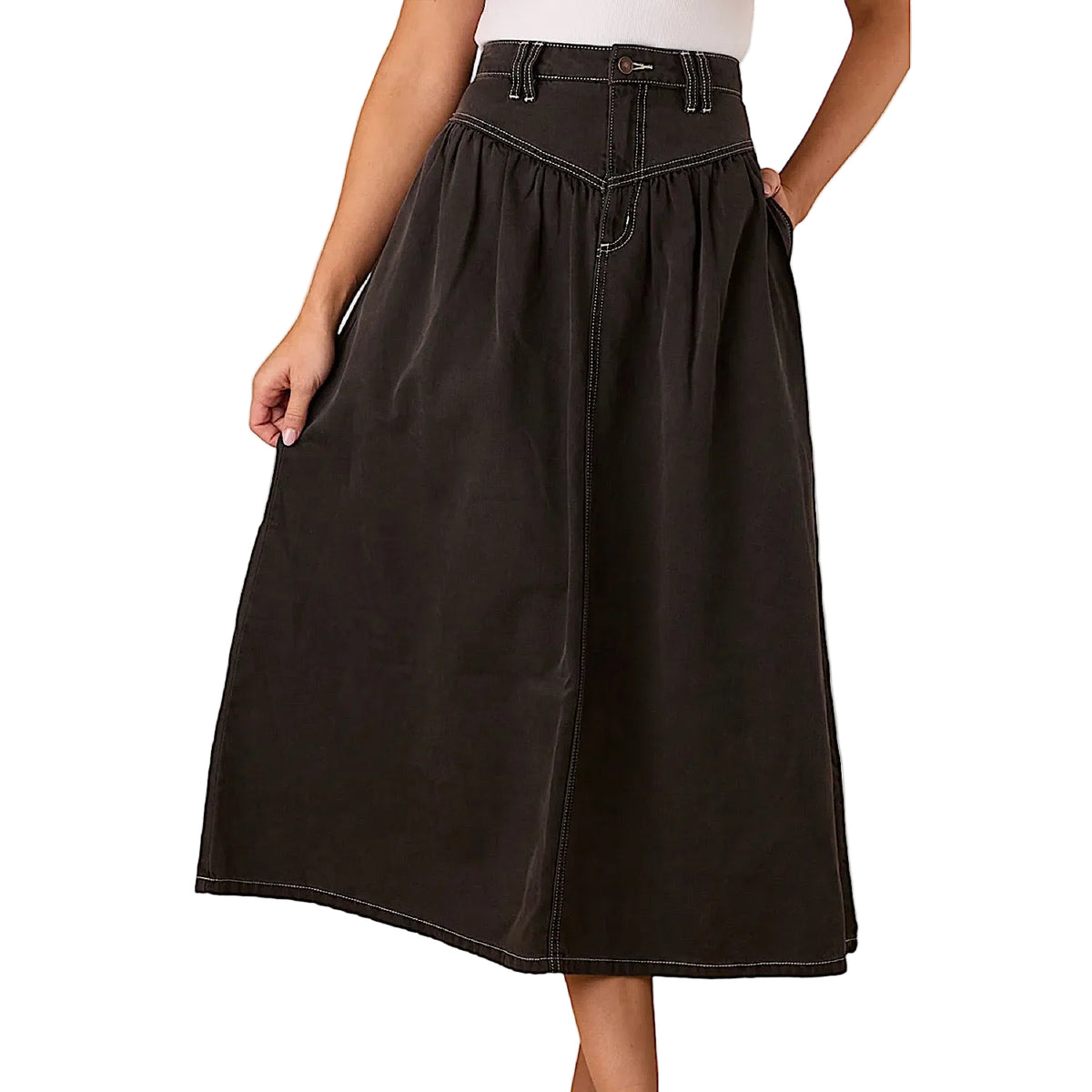 Ringers Western Women's Sarina Midi Skirt - Washed Black