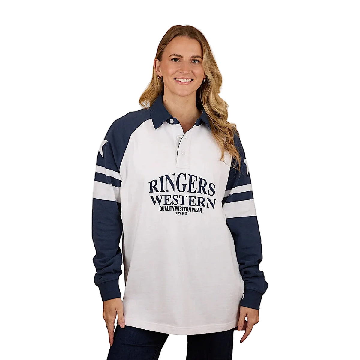 Ringers Western Women’s Player Oversized Rugby Jersey - White/Navy