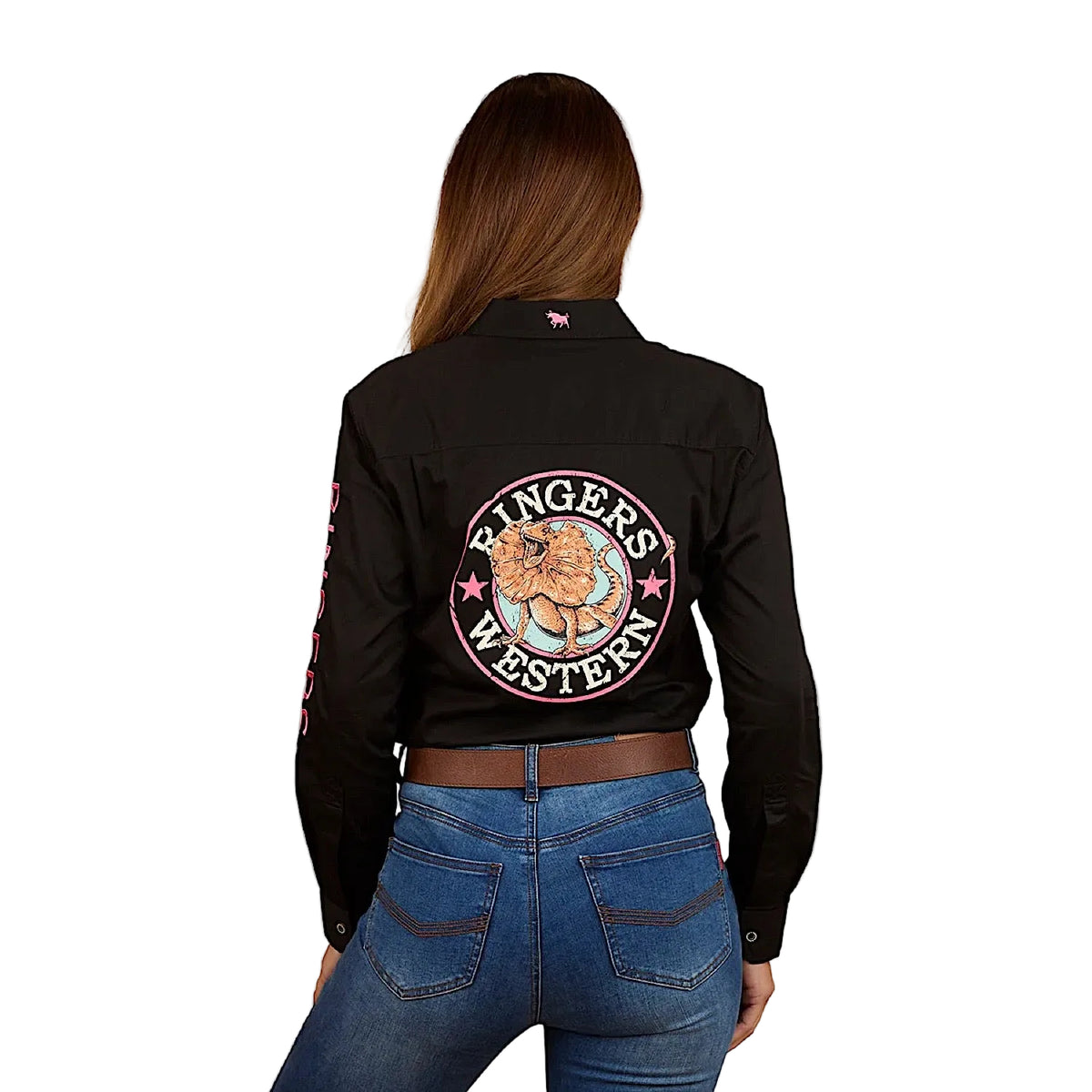 Ringers Western Women’s Signature Jillaroo Printed Full Button Work Shirt - Black/Multi