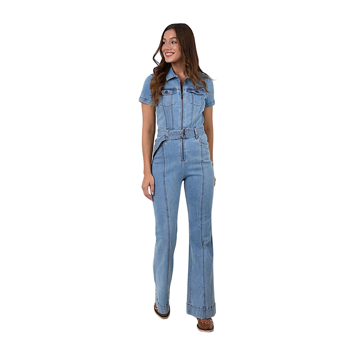 Ringers Western Women's Jazmine Bootleg Jumpsuit - Light Blue