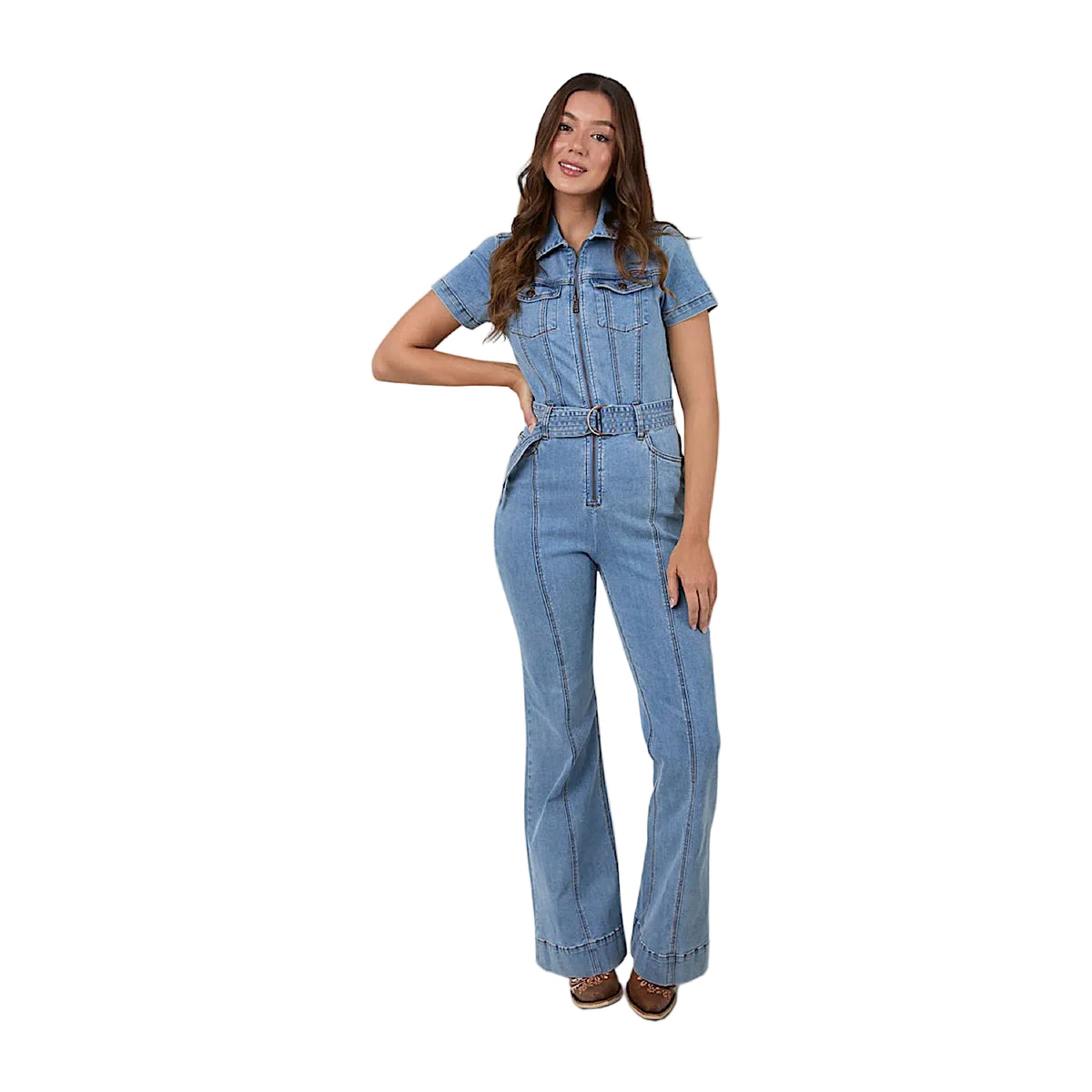 Ringers Western Women's Jazmine Bootleg Jumpsuit - Light Blue