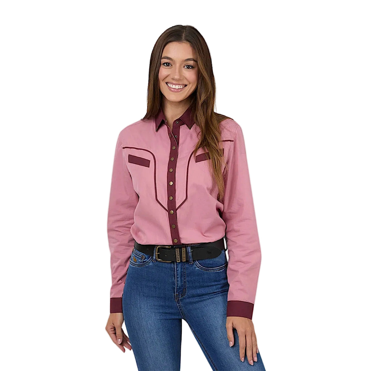 Ringers Western Women's Clara Western Shirt - Dusty Pink/Plum