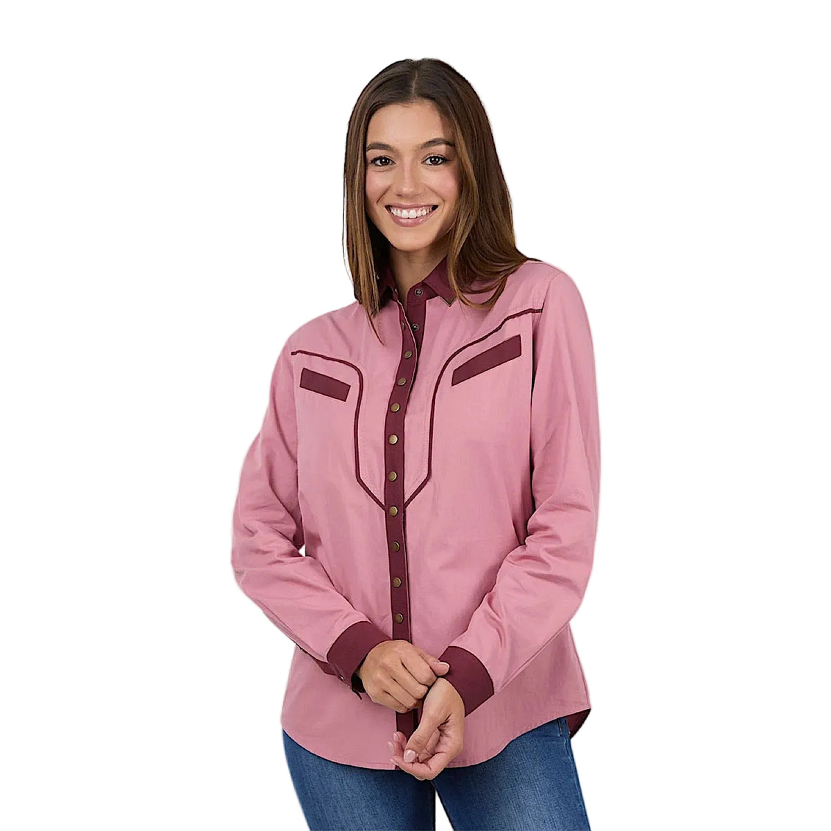 Ringers Western Women's Clara Western Shirt - Dusty Pink/Plum