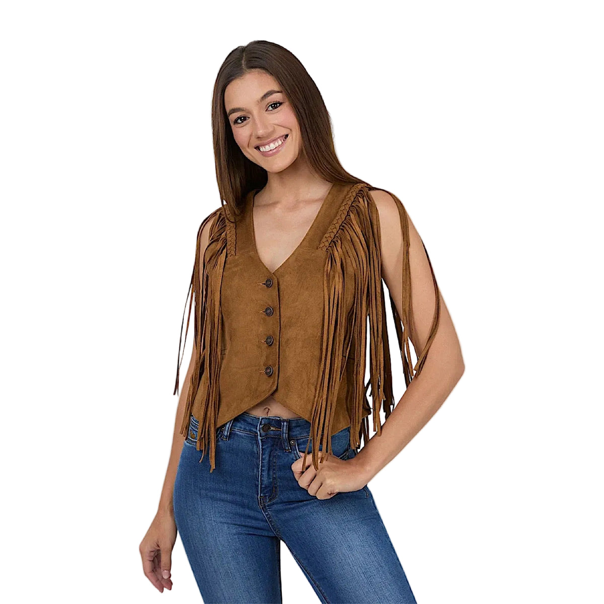 Ringers Western Women's Wanderlust Faux Suede Fringe Vest - Copper