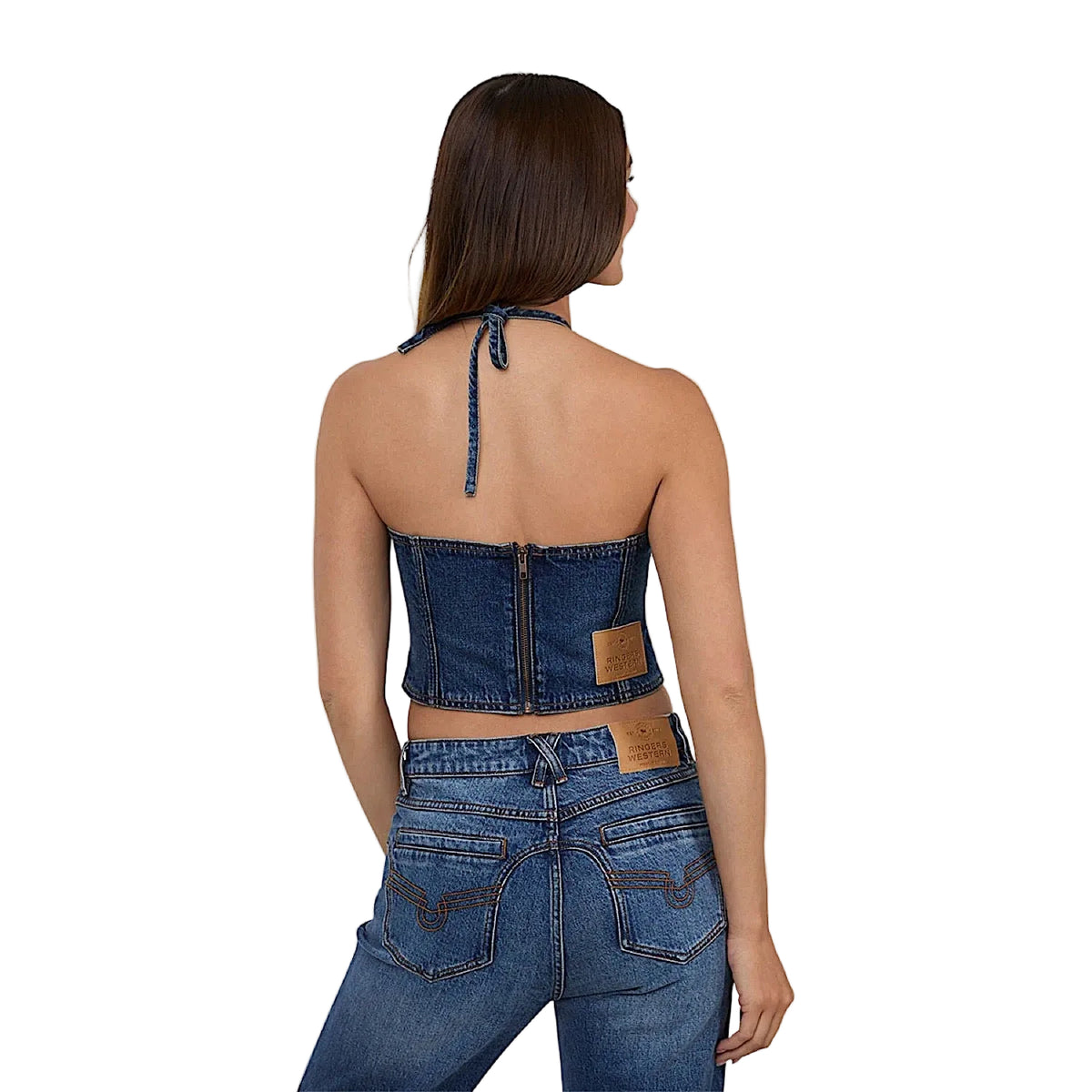Ringers Western Women's Willow Denim Halter Top - Classic Blue