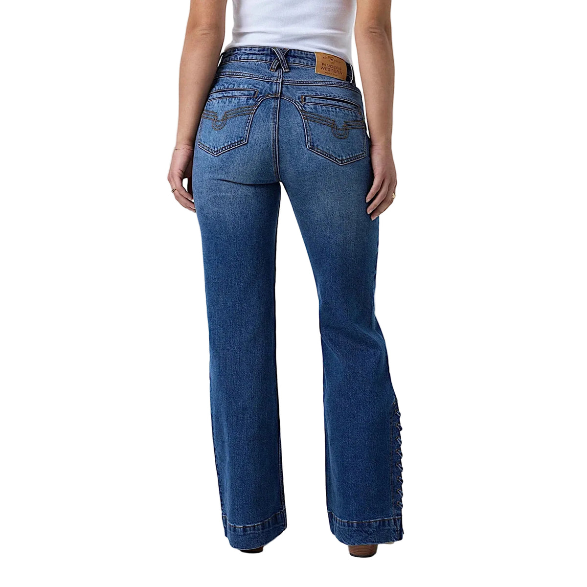 Ringers Western Women's Elly High Rise Wide Bootleg Jean - Classic Blue