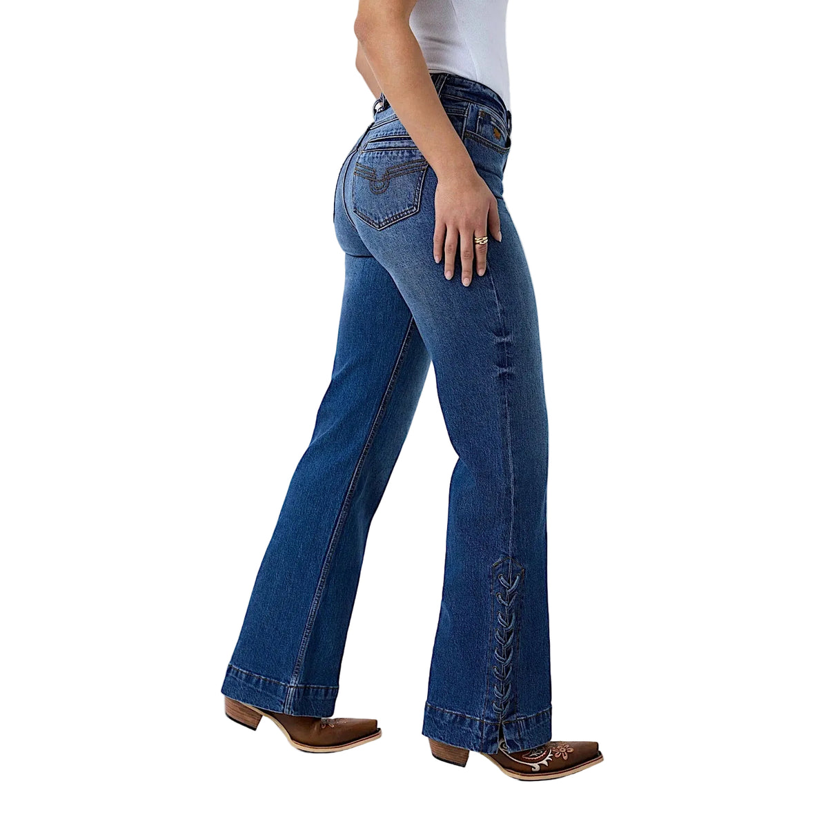 Ringers Western Women's Elly High Rise Wide Bootleg Jean - Classic Blue