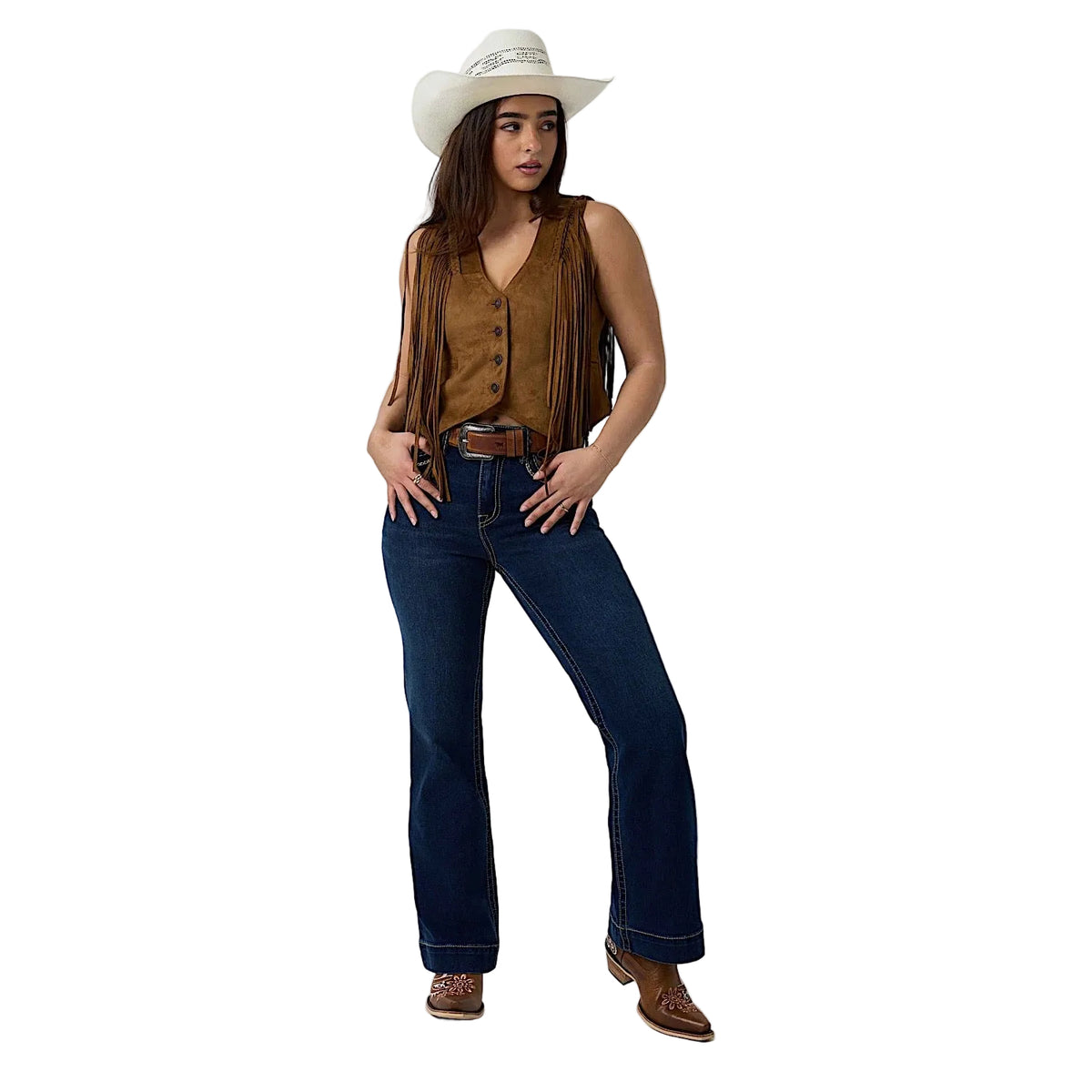 Ringers Western Women's Indi Rodeo High Rise Wide Bootleg Jean - Dark Blue