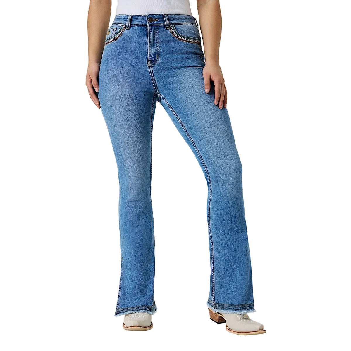 Ringers Western Women's Penny Rodeo Festival High Rise Bootleg Jean - Mid Blue