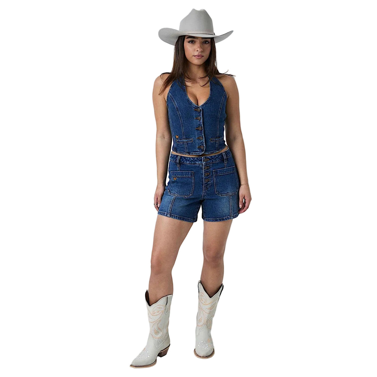 Ringers Western Women's Annabelle Button Front Halter Vest - Classic Blue