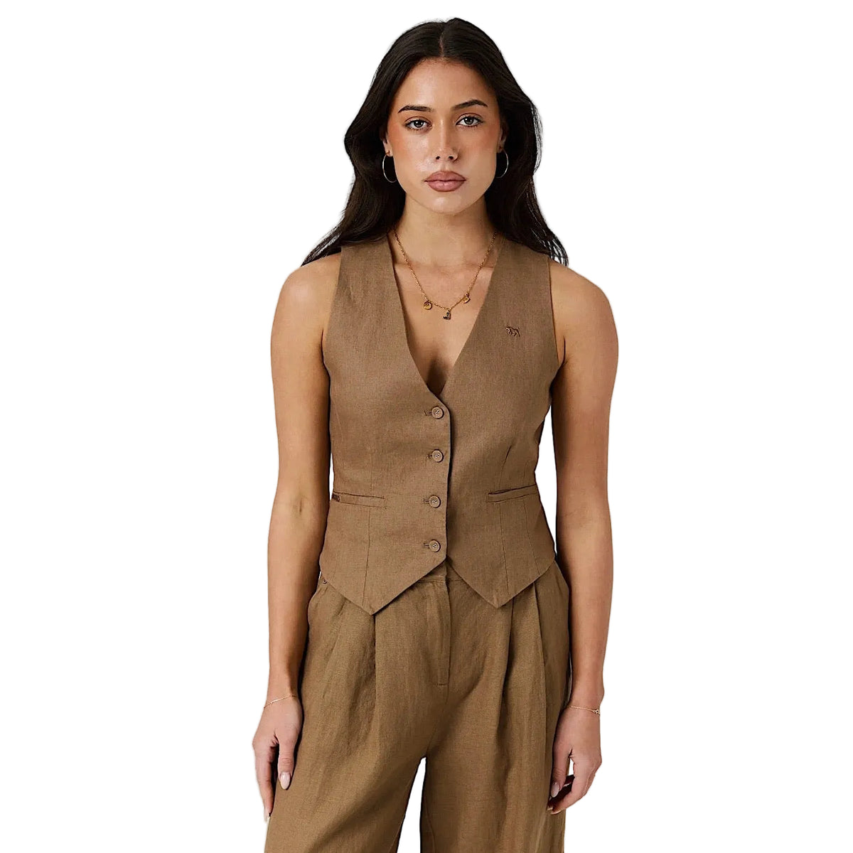 Ringers Western Women's Zahra Linen Vest - Caramel