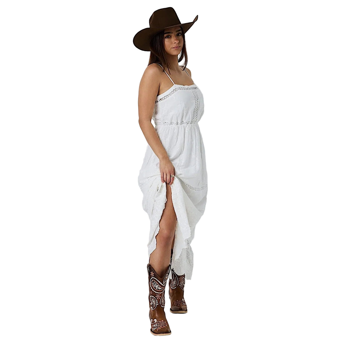 Ringers Western Women's Marisol Broderie Maxi Dress - White