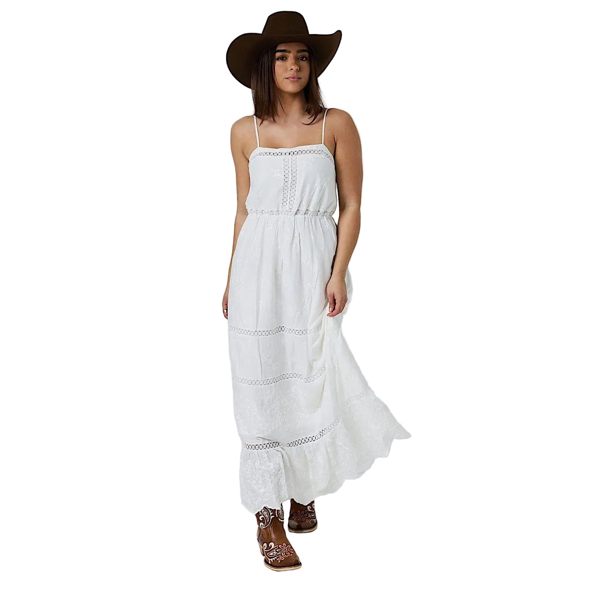 Ringers Western Women's Marisol Broderie Maxi Dress - White