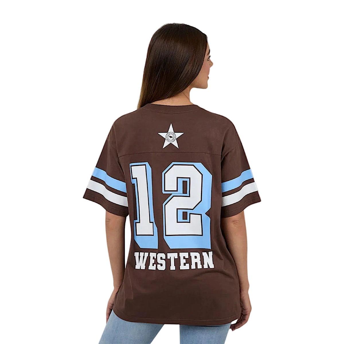 Ringers Western Women's Rodeo Cowboy Athletic Oversized T-Shirt - Chocolate