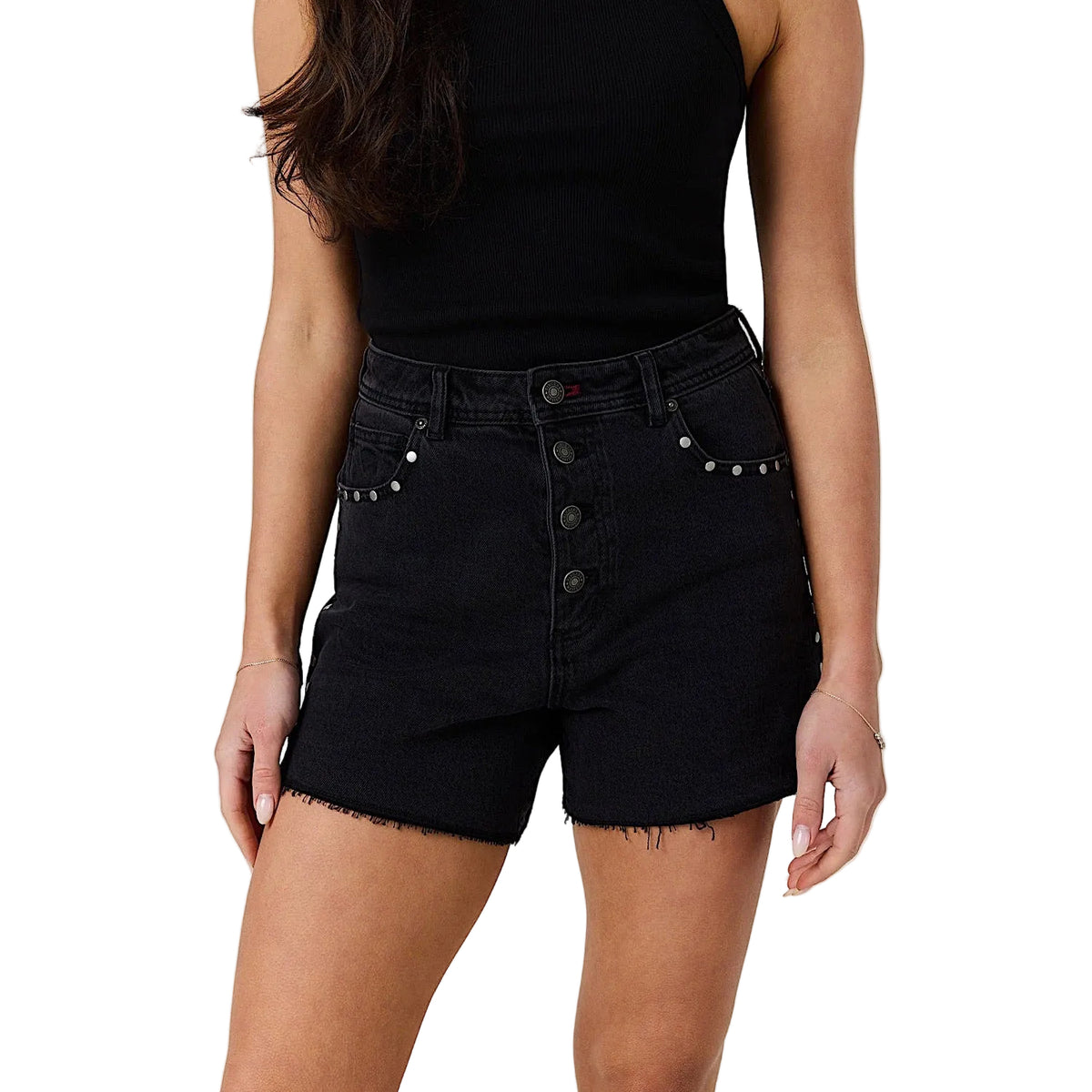 Ringers Western Women's Roxy Studded Denim Shorts - Washed Black