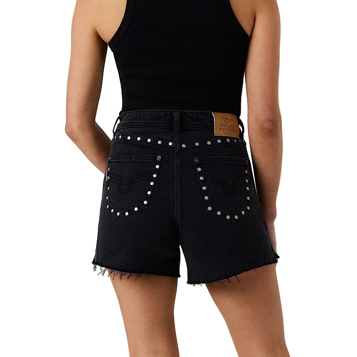 Ringers Western Women's Roxy Studded Denim Shorts - Washed Black