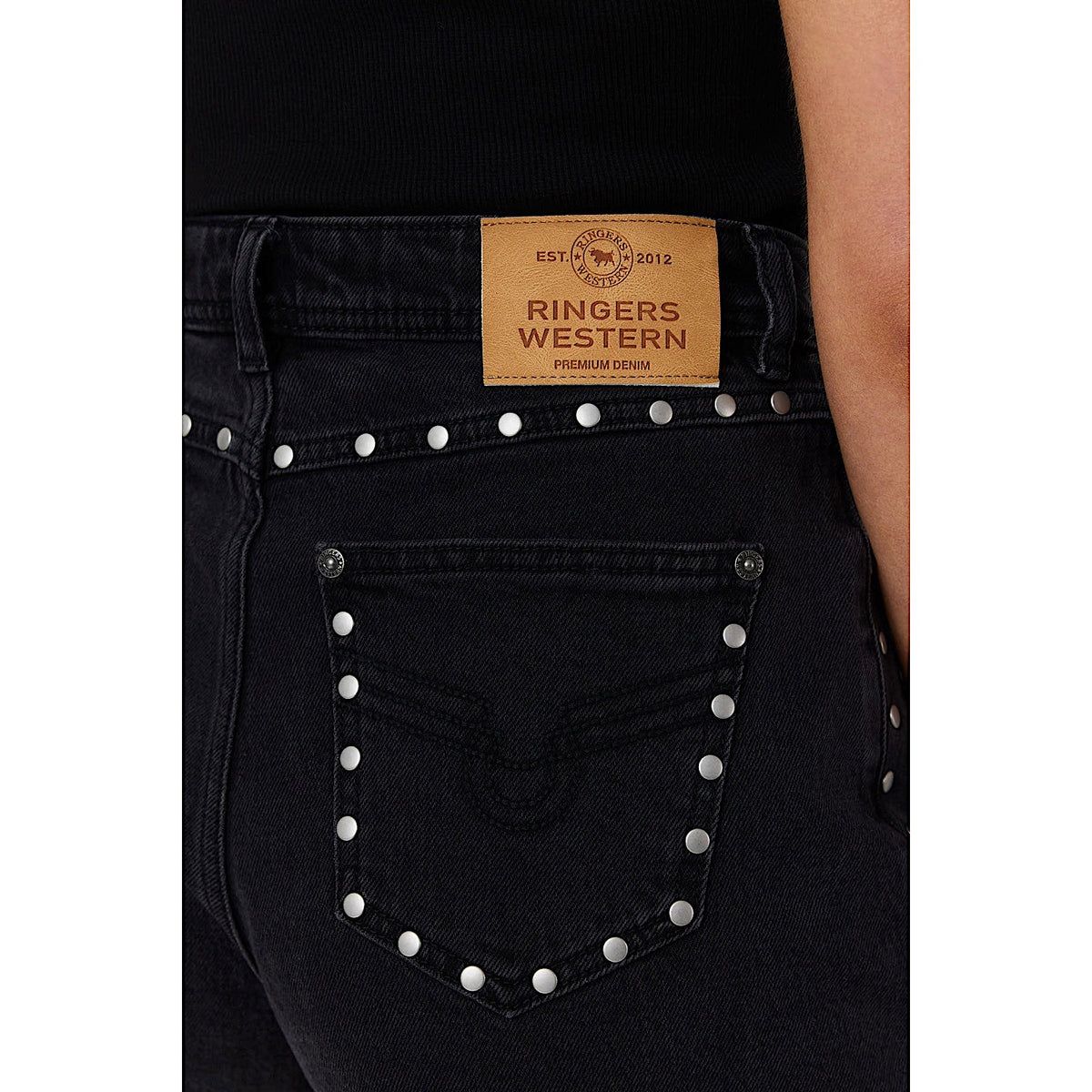 Ringers Western Women's Roxy Studded Denim Shorts - Washed Black
