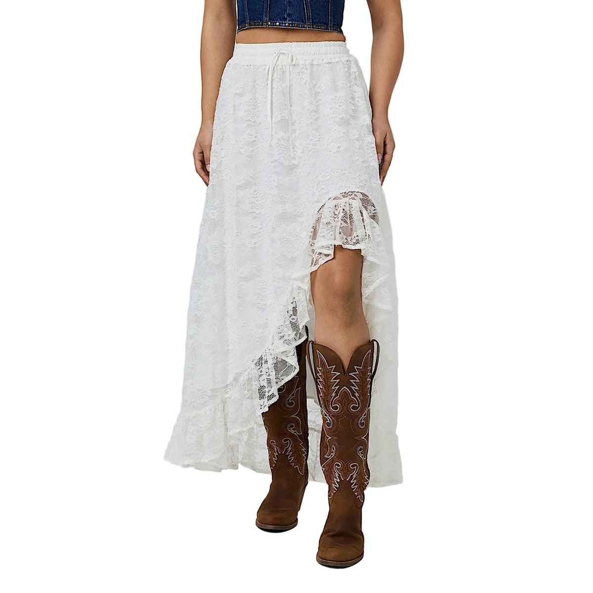 Ringers Western Women's Almost A Cowgirl Shirred Maxi Skirt - Off White