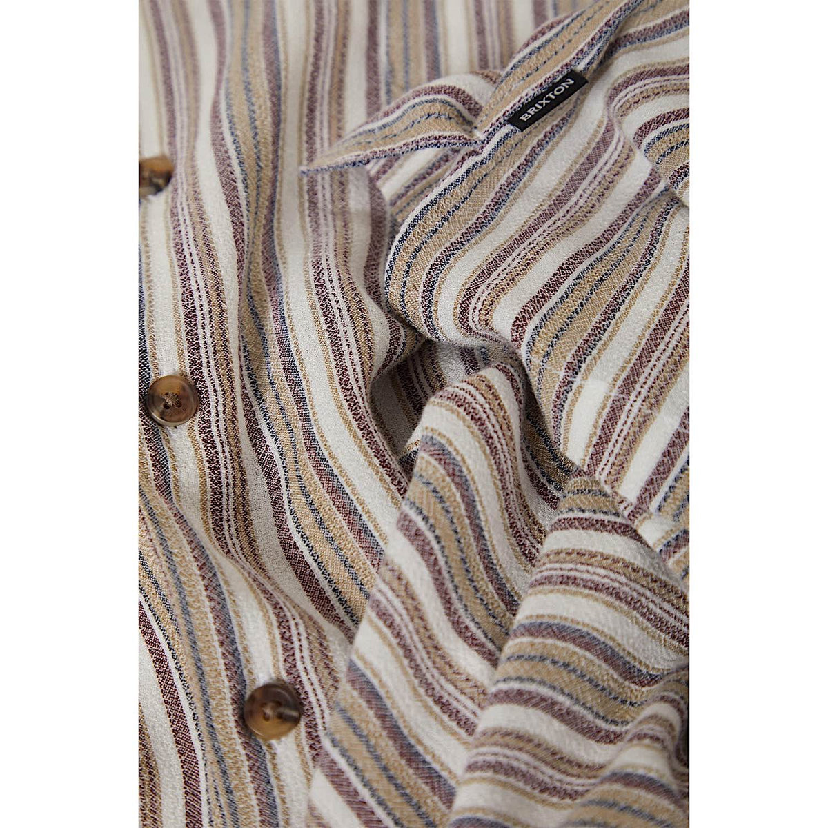 Brixton Men's Bunker Twisted Stripe Short Sleeve Woven Shirt - Robust Red