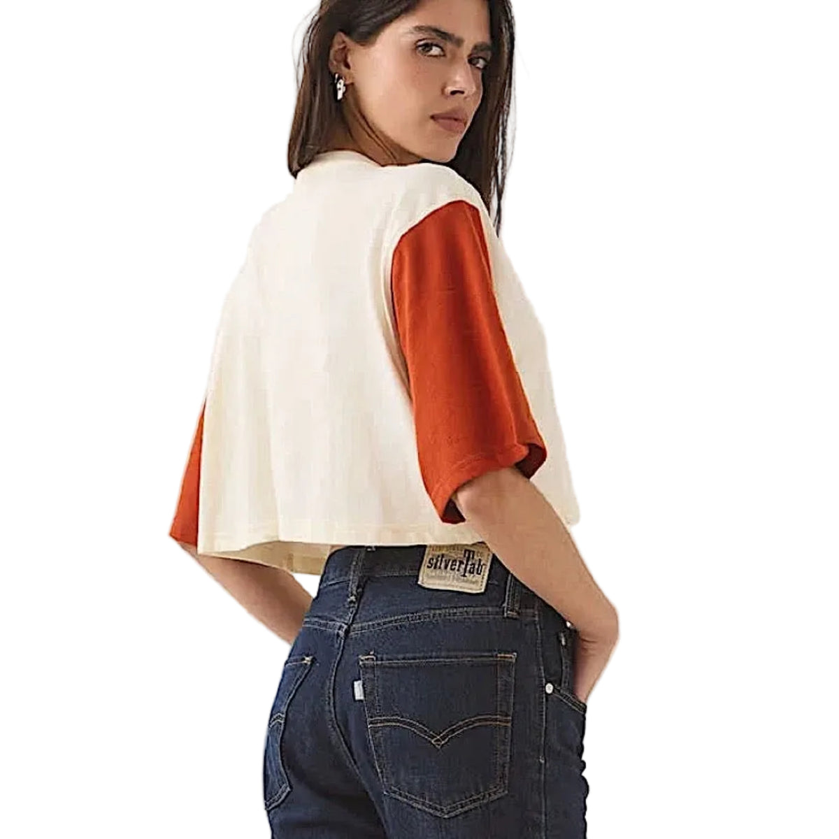 Brixton Women's Carefree Organic Garment Dyed Cropped Henley - Off White/Rust
