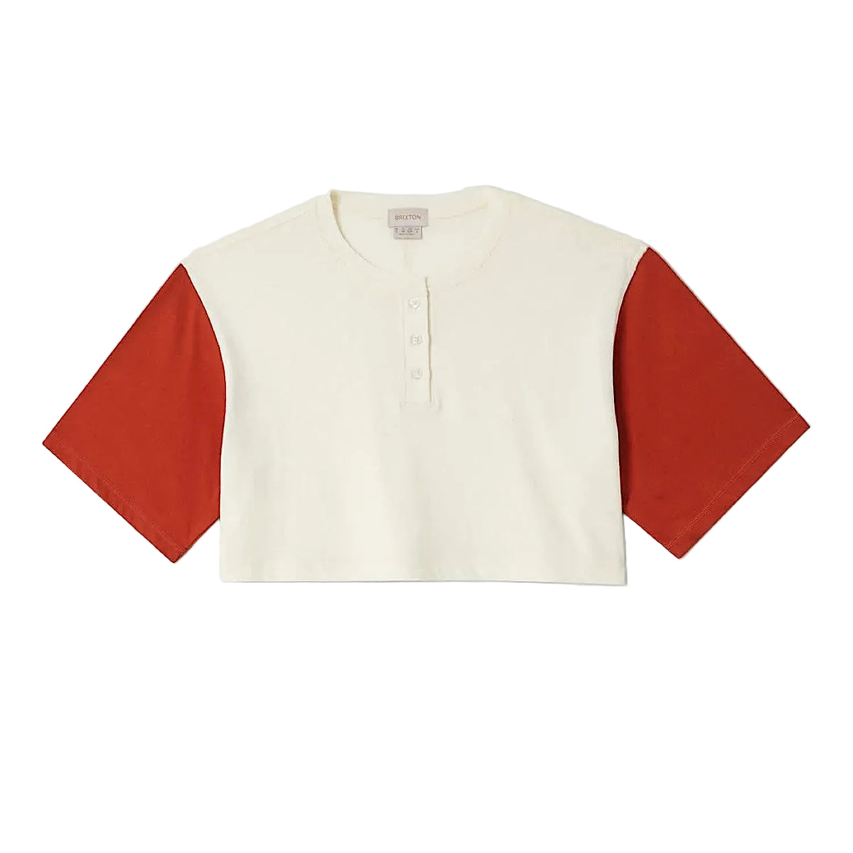 Brixton Women's Carefree Organic Garment Dyed Cropped Henley - Off White/Rust